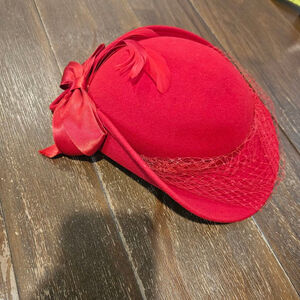 Women's Michael Howard Vintage Red One Size Wool Fascinator Hat